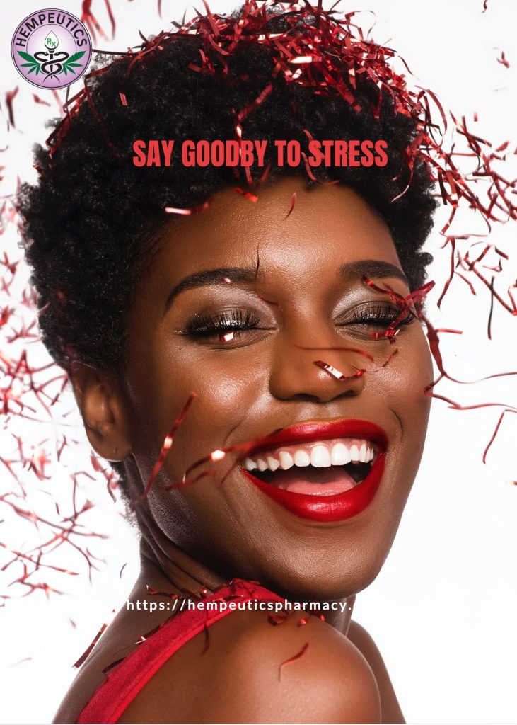 Image showing woman relieved of stress after CBD use.