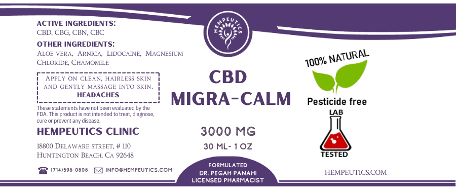 Hempeutics CBD MigraCalm tincture bottle
