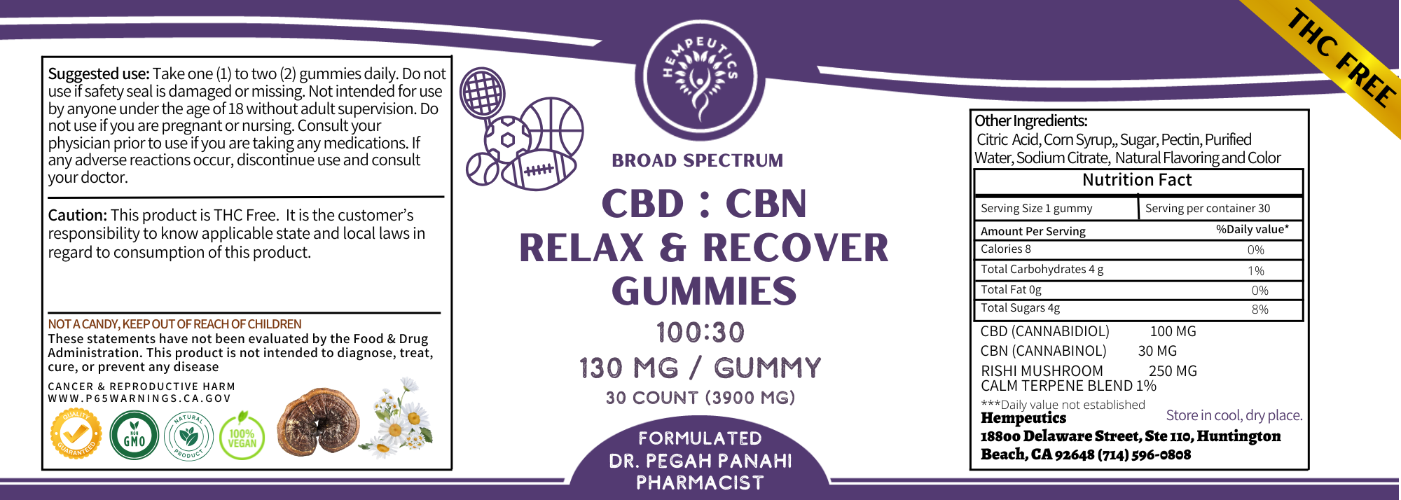 Hempeutics Relax & Recover CBD gummies bottle