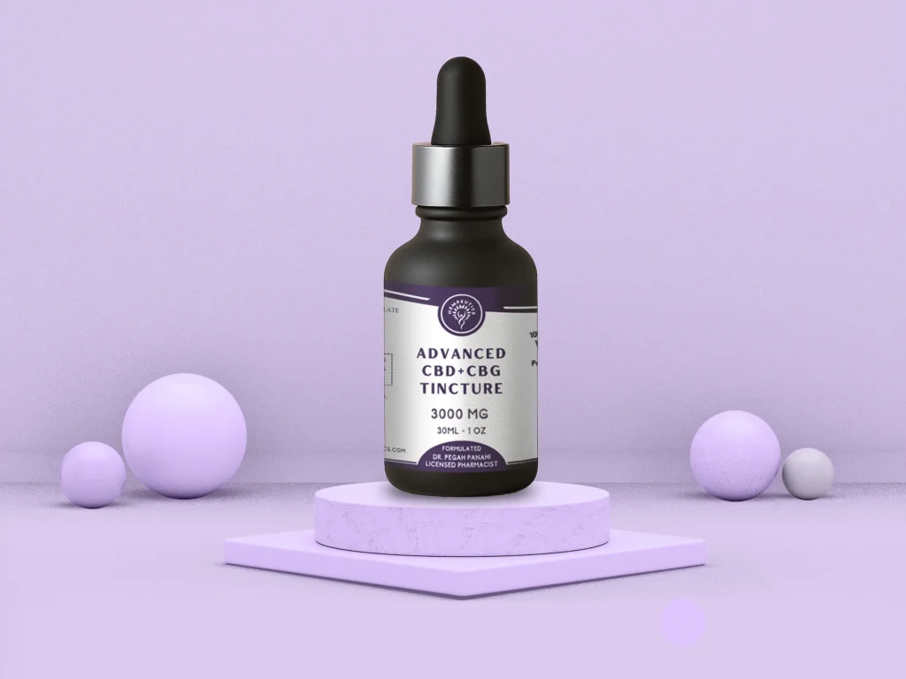 Advanced CBD + CBG tincture displayed